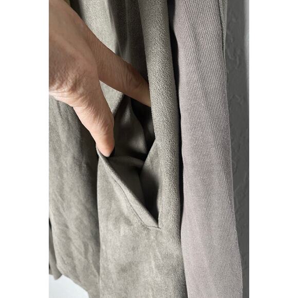 Blank NYC Women's Soft Faux Suede Drape Snap Moto Cardigan Jacket Waterfall Neck - Picture 8 of 14